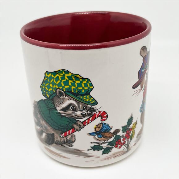 New In Box 1990 Creative Concepts Christmas Animal Mug - Rabbit Raccoon Squirrel - Picture 3 of 5